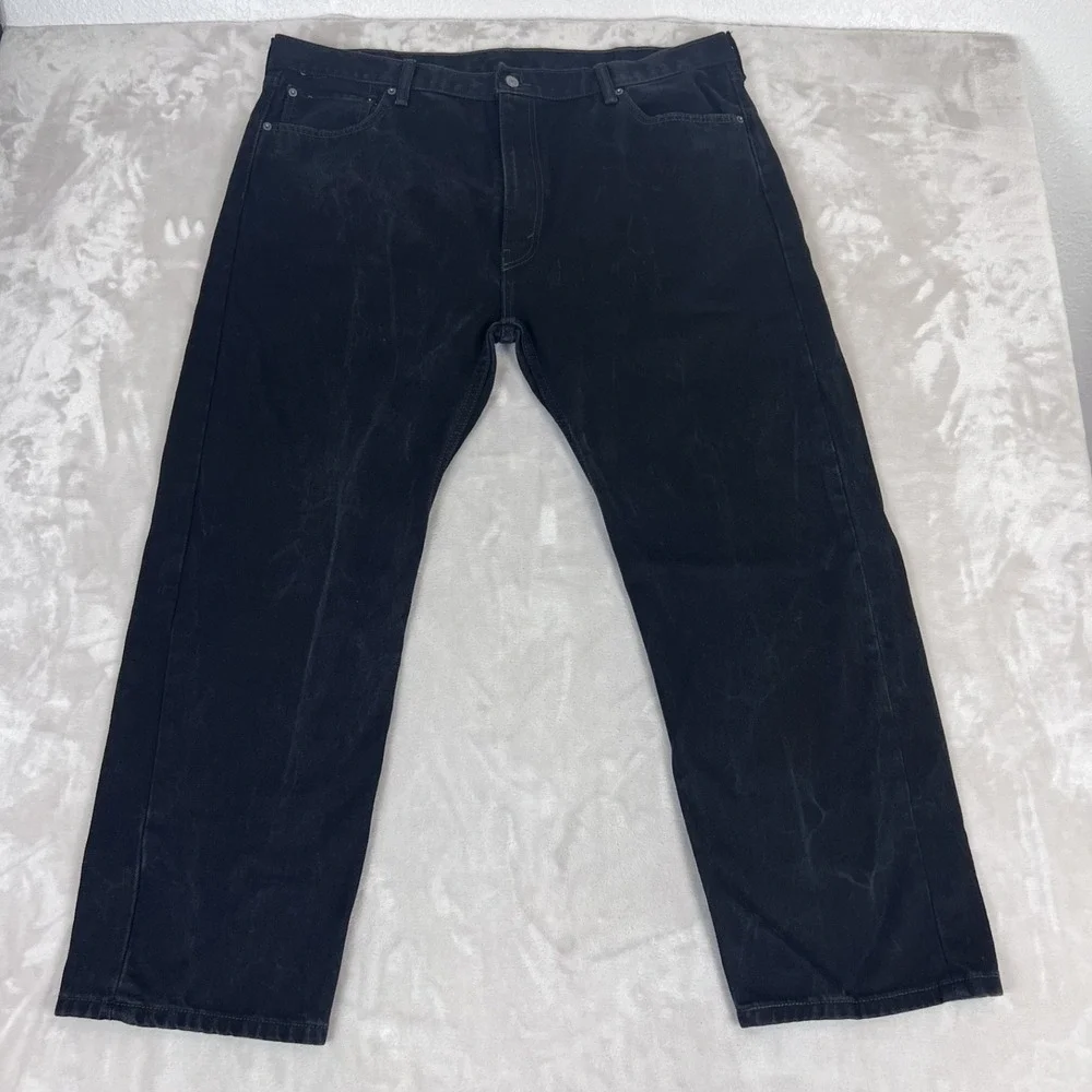 Levis 505 Jeans Mens 44x30 Black Faded Straight Leg Workwear Americana Grunge
